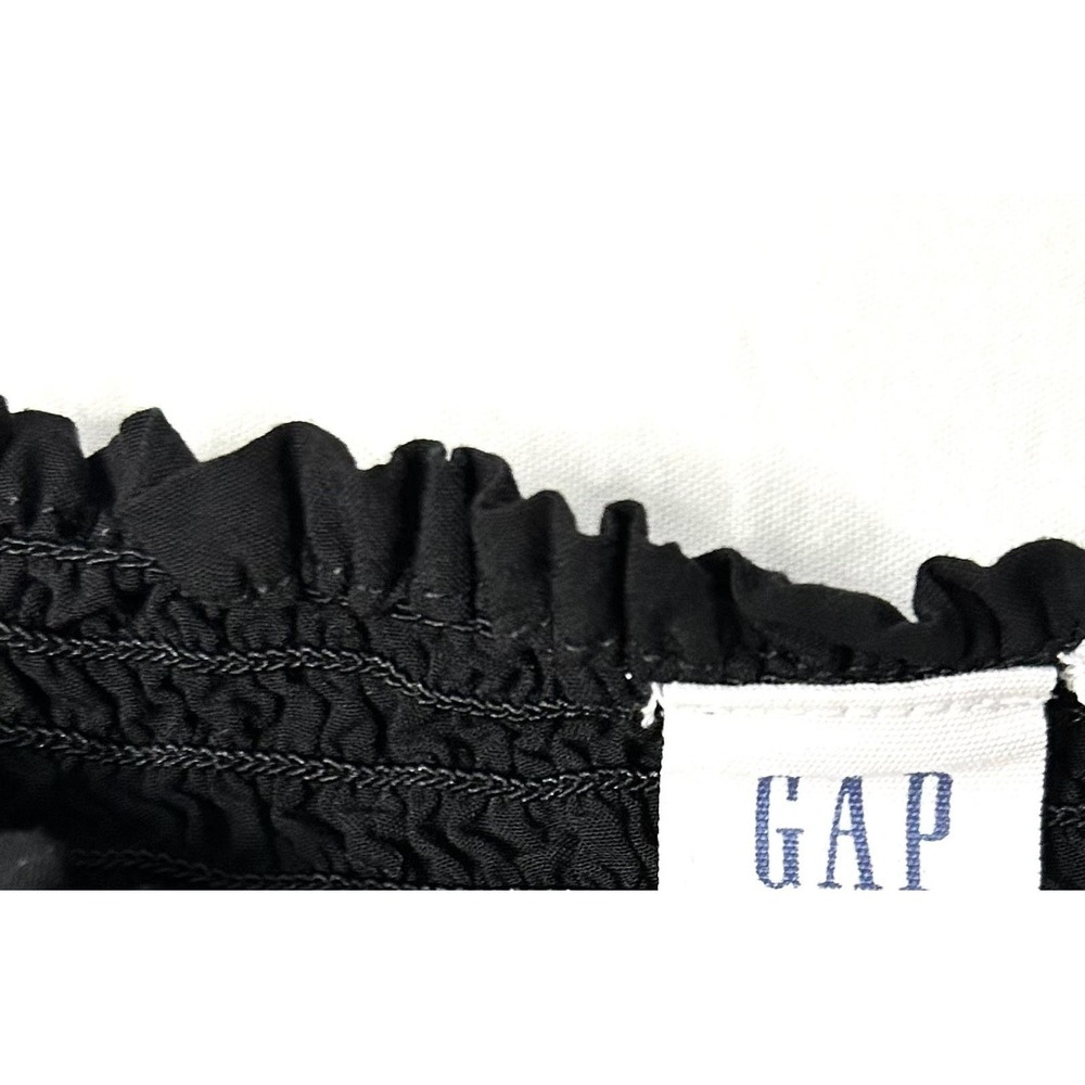 Gap Babydoll Puff Sleeve Smocked Mini Dress 2XL Black Square Neck Milk Maid - Picture 10 of 14